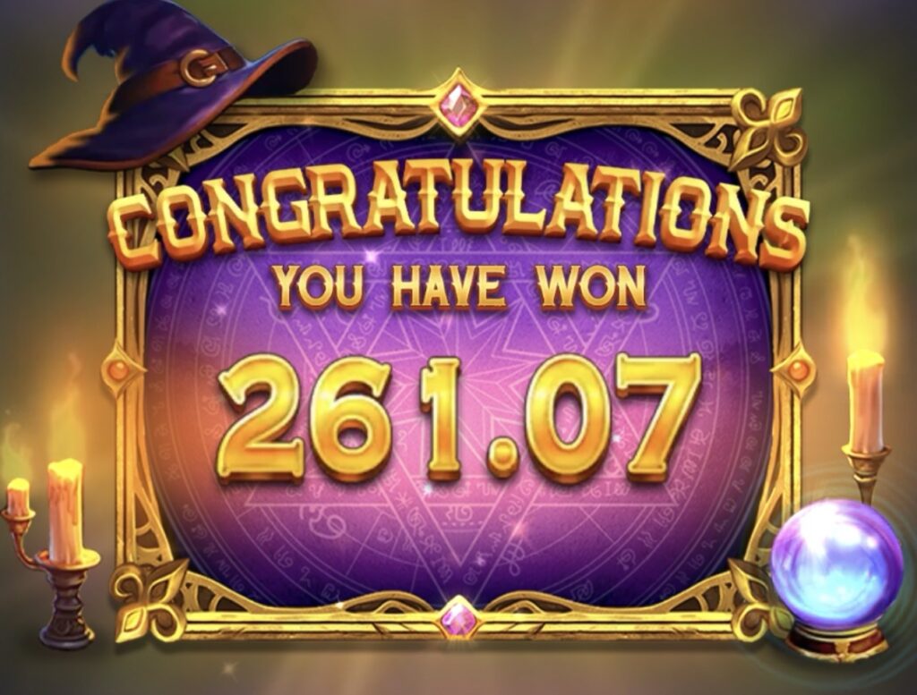 Capture d'écran de gains aux jeux de hasard après rituel Mamiwata